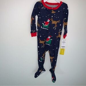Carters 12 month Christmas holiday reindeer Santa  onesie new with tags blue red